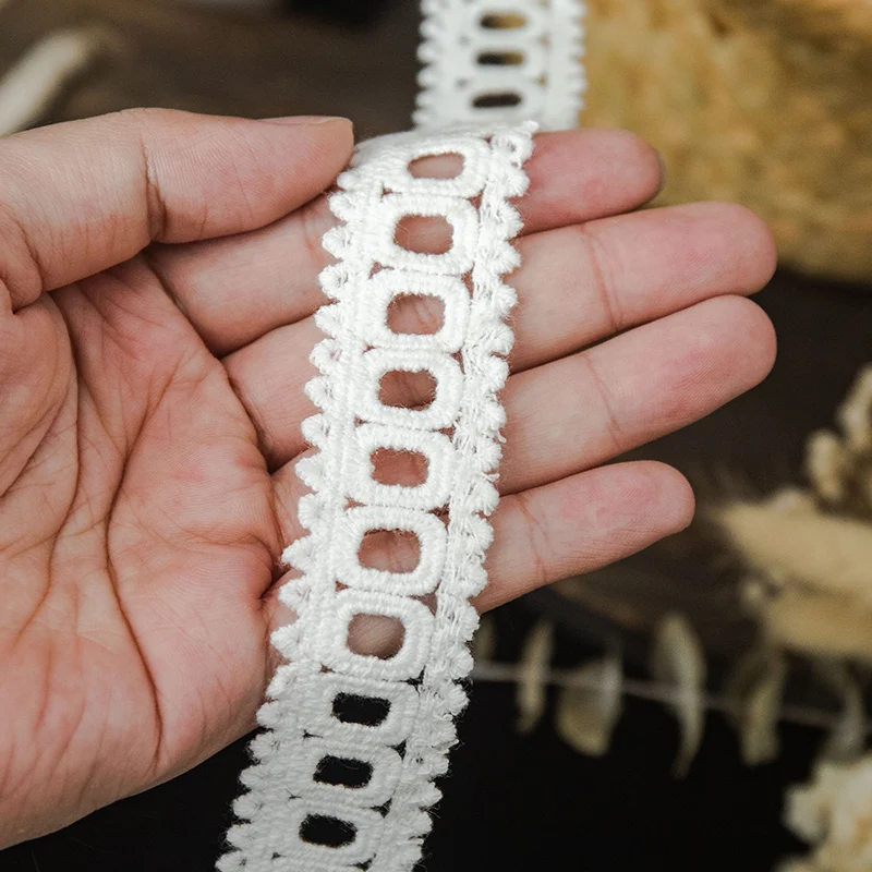 

White Cotton Lace Ribbon Fabric Trim 2.5cm Wide For Dress Collar Neckline Handmade Diy Craft Accessories Sewing Supplies 5yards