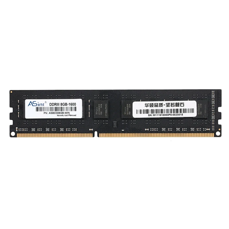 ASint DDR3 8 Гб Ram 1600 МГц настольная память с теплоотводом 240Pin низкая