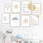 Moon Cloud Wall Art Canvas Print постер с радугой картина с солнцем принты для детской Sunshine Nordic Wall Pictures Kids Baby Room Decor