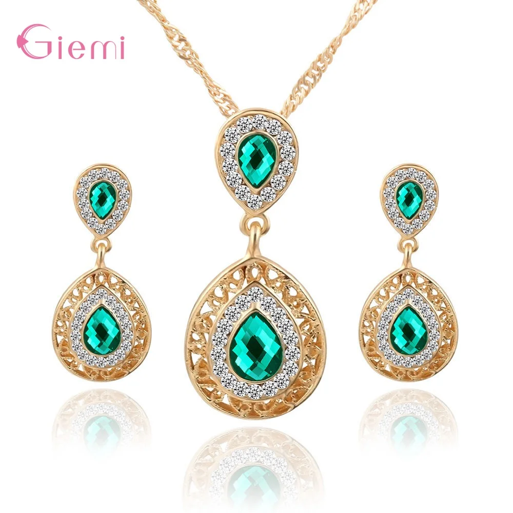 Роскошные модные серьги с кубическим цирконием ожерелье ювелирные наборы для