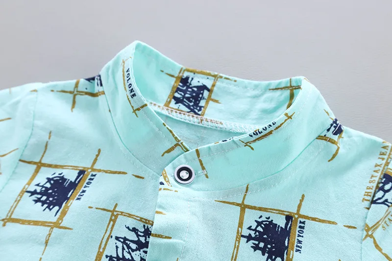 Baby boy clothes summer new short sleeve cartoon geometric printing cotton baby two-piece shirt suit casual |