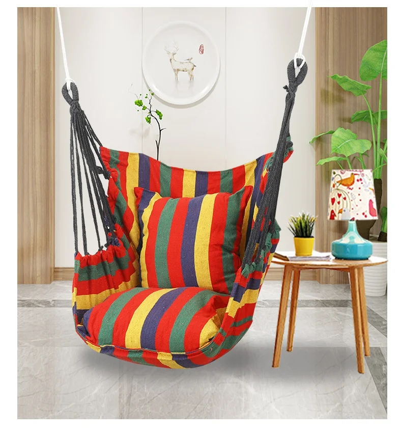 

Outdoor Hammock Chair Thickened Canvas Hanging Chair Swing Indoor Garden Dormitory Bedroom Hanging Chair