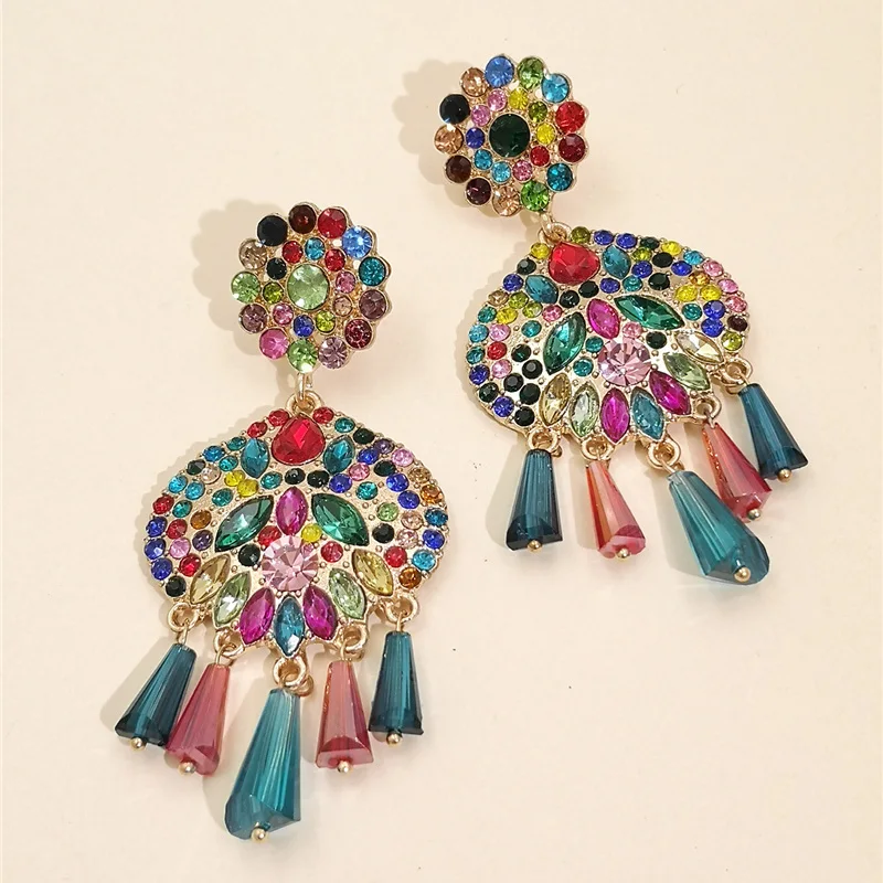 Оптовая продажа женские серьги с кристаллами JUJIA большие массивные в стиле