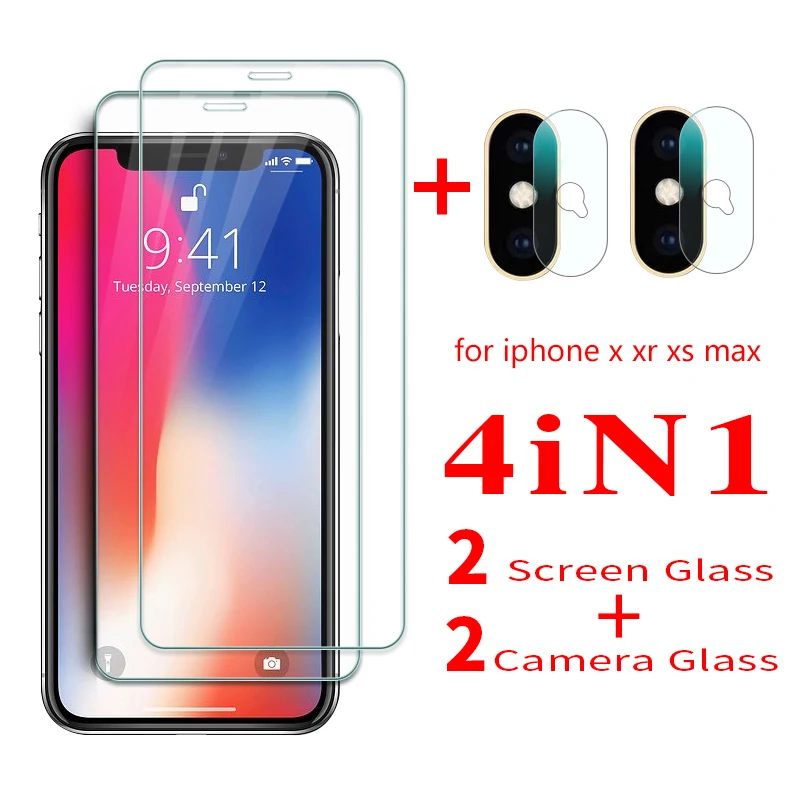 

4 в 1 для iphone X XR Защитная пленка для экрана Защитная пленка для iphone XS MAX Защита камеры HD Стекло