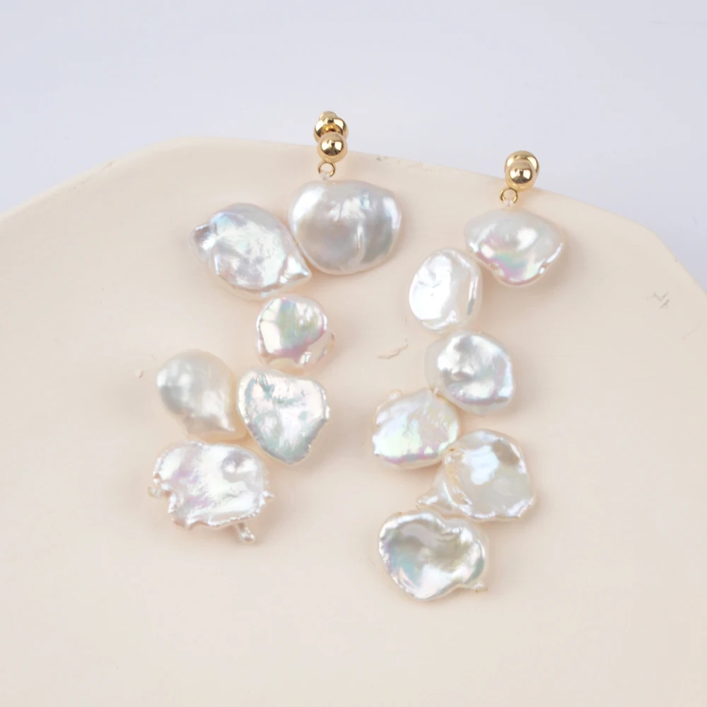 Серьги гвоздики BOROSA естественный неправильной формы женские шикарные серьги с