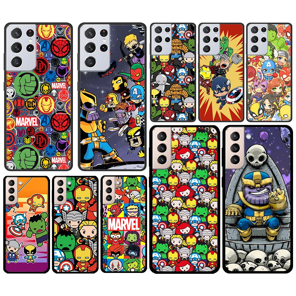 

Marvel cartoon cute for Samsung Galaxy S21 S20 FE Ultra Plus S10 S9 S8 S7 S6 Edge 5G Silicone Black Soft Phone Case
