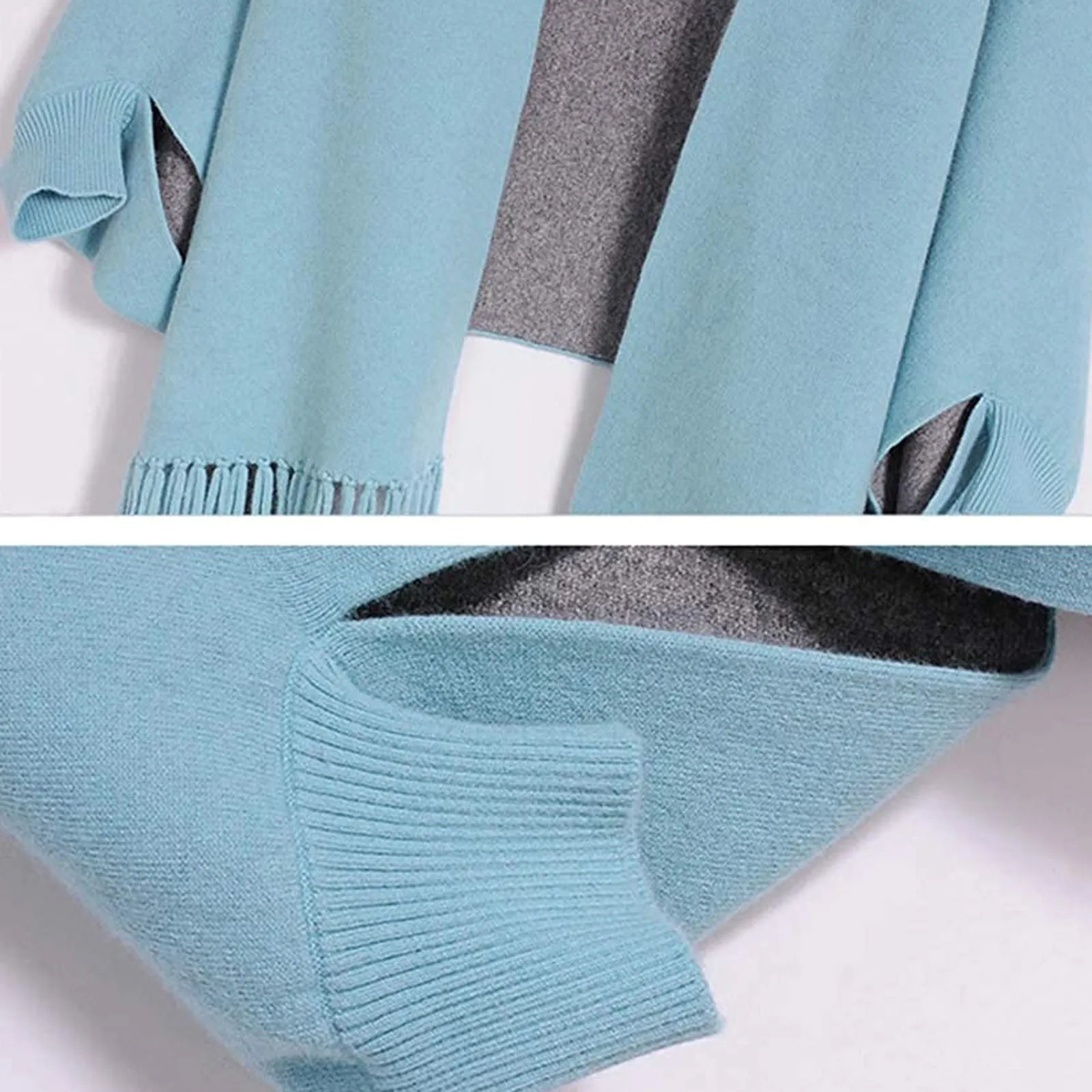 

Double Sided Tassel Knit Shawl for Women Neckerchief Knit Scarf Autumn Winter Scarves Muffles Pashmina Knitted Coat