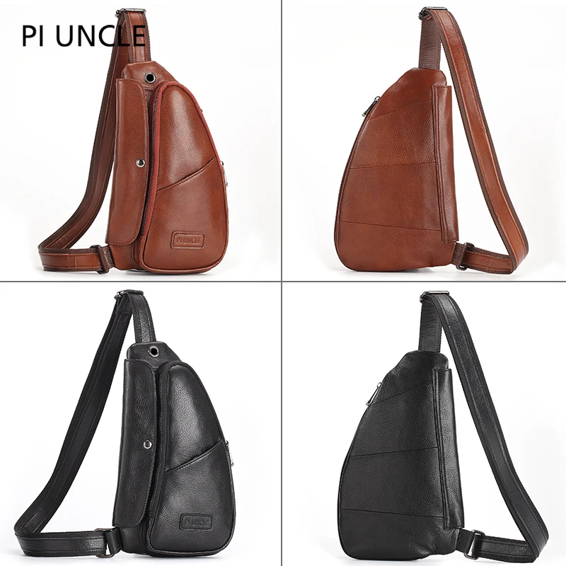 Повседневная модная дорожная Маленькая мужская нагрудная сумка из коровьей кожи