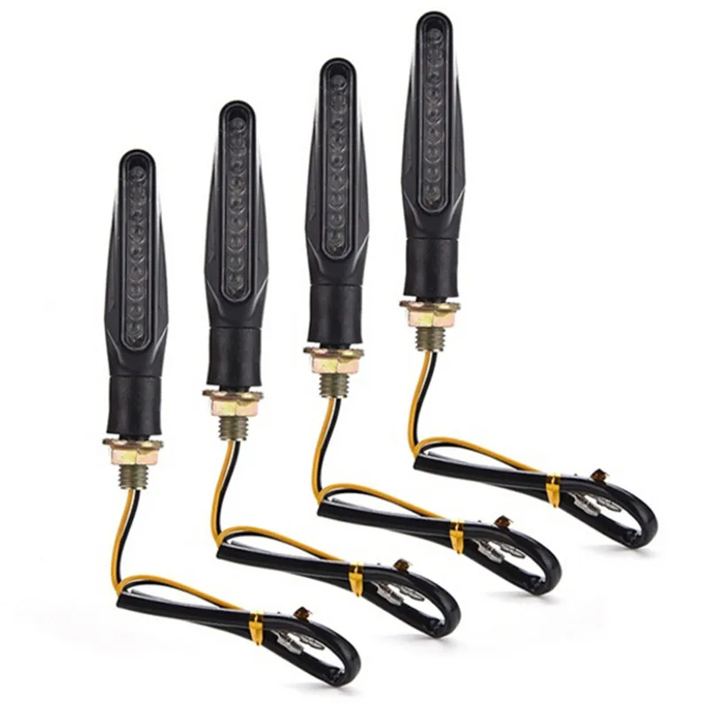 

4pcs/lot Universal Motorcycle Led Turn Signal Indicators Flowing Water Flicker Blinkers Flexible Bendable Amber Light Lamp