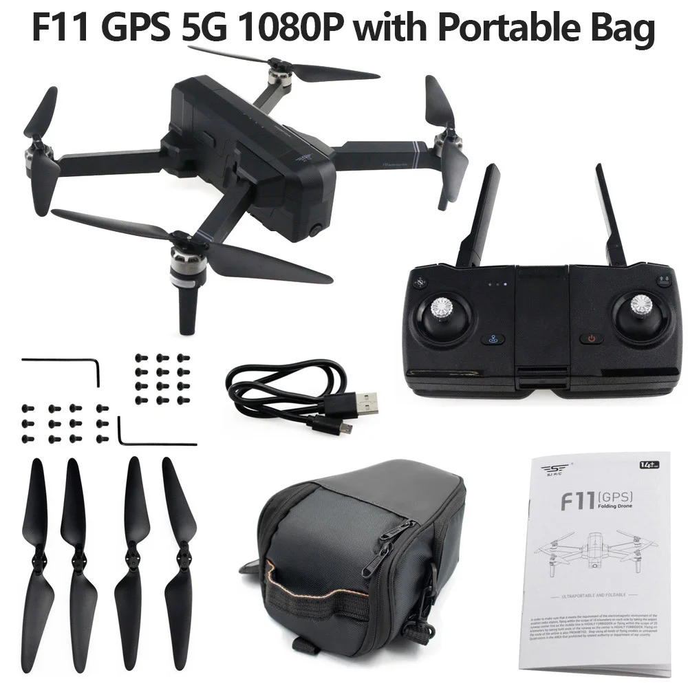 F11 1080P Bag Gps Дрон 2K Профессиональный следите за мной RC Дрон 5G Wifi FPV долгое время Летающий Квадрокоптер gps Дроны с камерой HD VS SJRC F11 PRO - Цвет: F11 1080P Bag