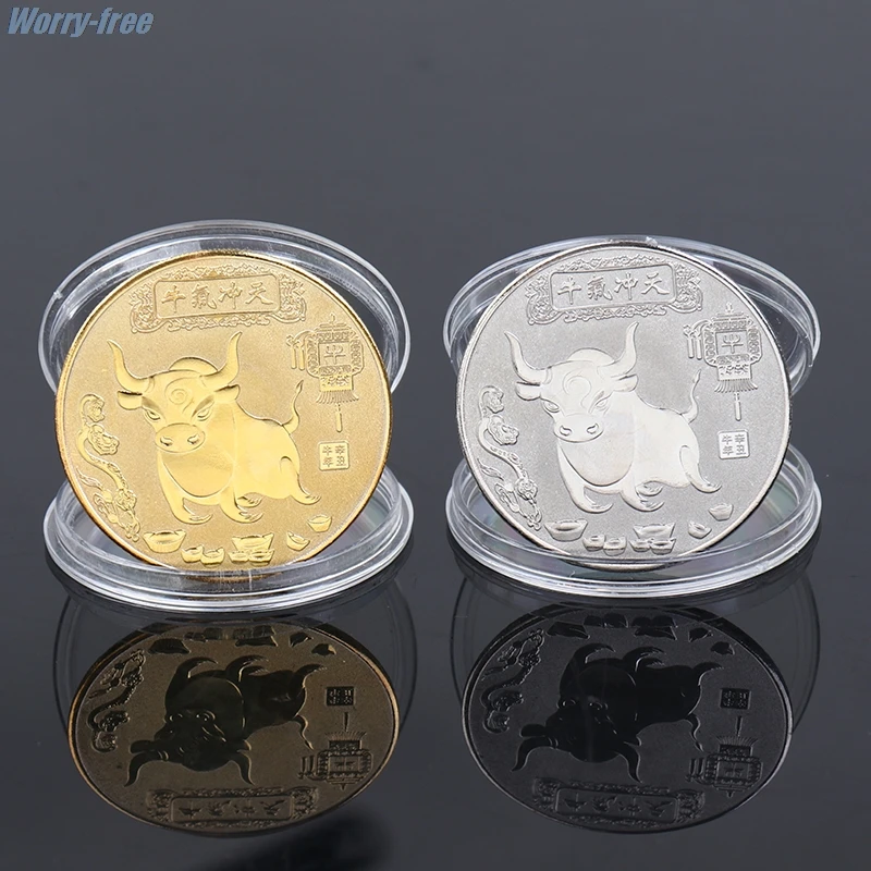 

2021 New Year Chinese Zodiac Ox Commemorative Coins Collection Gift Decorative Coins Collection Good Fortune Antique Crafts