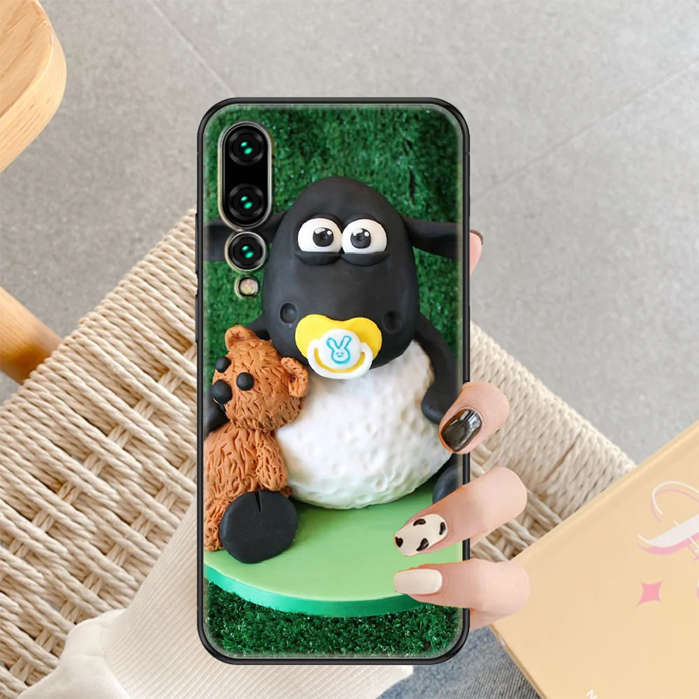 

Shaun Cute Sheeps Phone case For Huawei P Mate P10 P20 P30 P40 10 20 Smart Z Pro Lite 2019 black tpu bumper painting cell cover