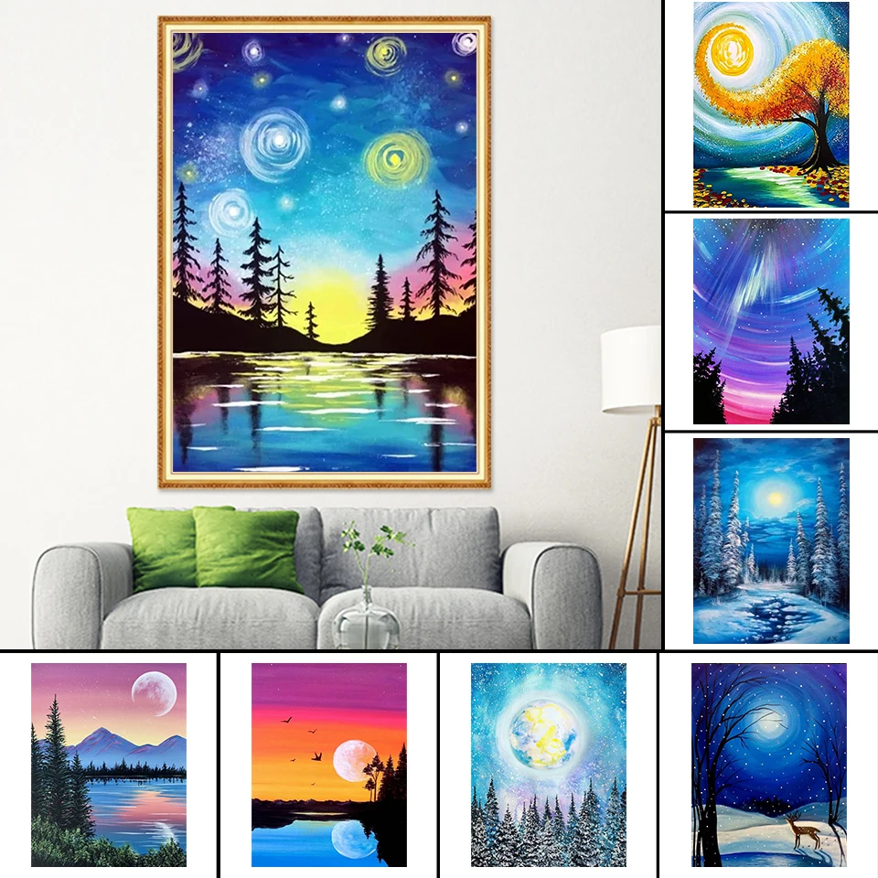 

5D DIY Diamond Painting Landscape Cross Stitch Kit Full Square Embroidery Mosaic Art Picture Rhinestone Craft Wall Decoration