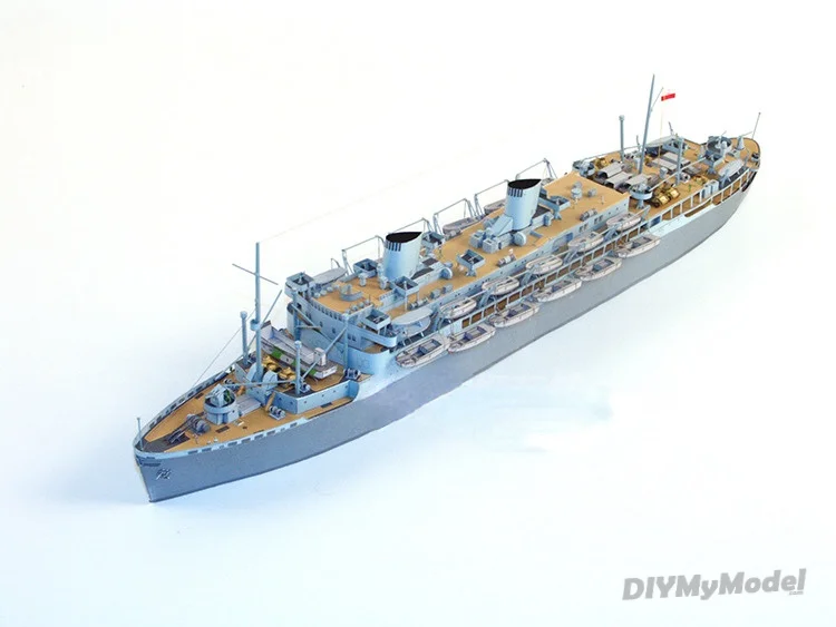 DIYMyModeI-Barco de transporte Husky, 5 barcos de aterrizaje, flota de aterrizaje de Sicily, Kit de modelos de papel, rompecabezas de juguete hechos a mano, 1:400-3