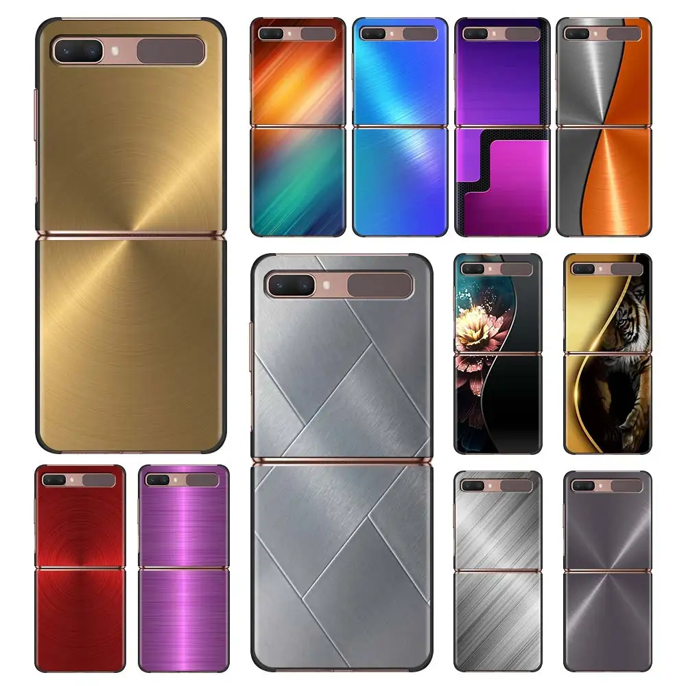 

Dark Brushed Metal Texture Luxury Foldable Hard Case For Samsung Z Flip Phone Case For Galaxy Z Flip Z Flip3 5G Back Cover Funda