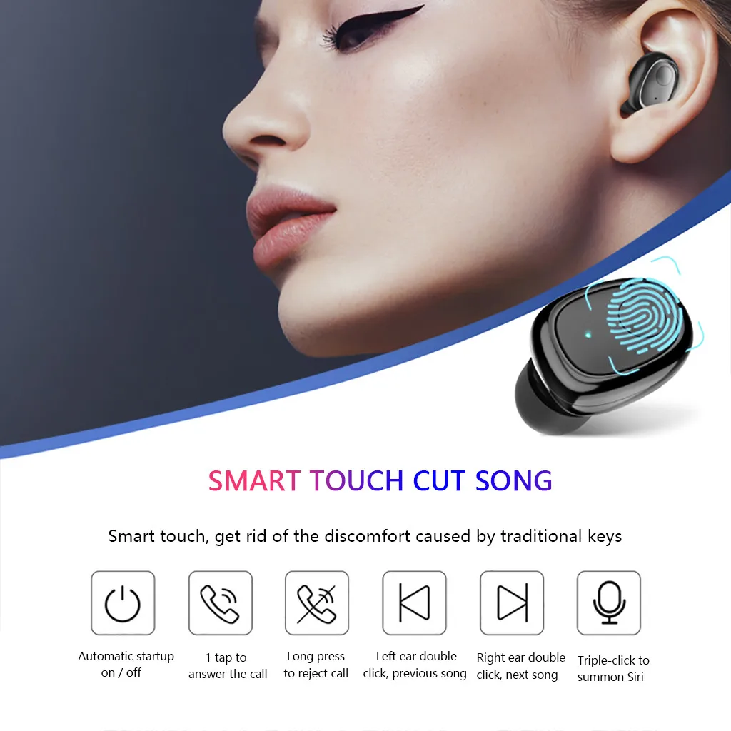 Bluetooth Earphone Wireless 5.0 Waterproof Earbuds Touch-Headset Sports Headset For Phone | Электроника