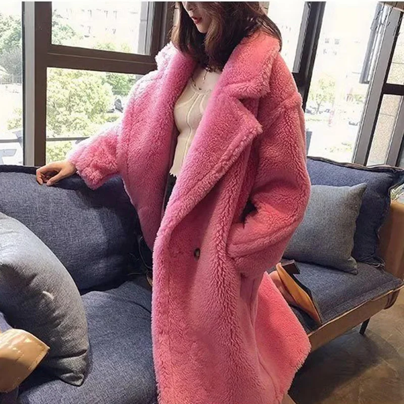 Heydress Женское зимнее теплое длинное пальто из искусственного меха с длинным рукавом, женское толстое пальто с мишкой Тедди, Повседневная Свободная верхняя одежда