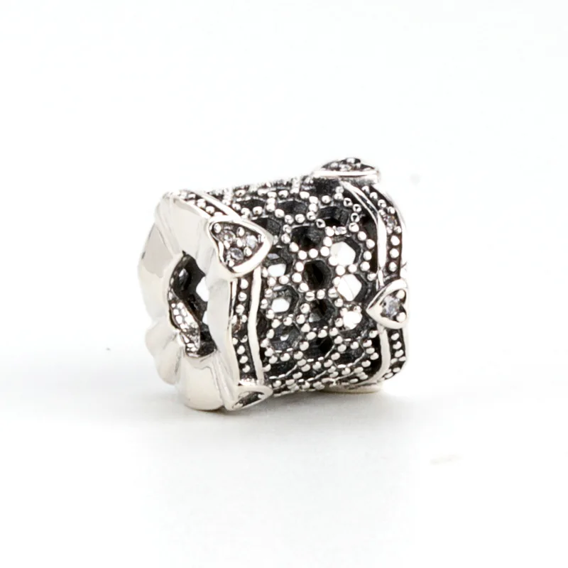 

Amas Authentic 925 Sterling Silver Hollow lace beads Fit Original Charms Bracelet Necklace Charms DIY Jewelry Making