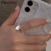 foxanry 925 stamp finger rings for women new trendy elegant charming creative sweet love heart pendant party jewelry