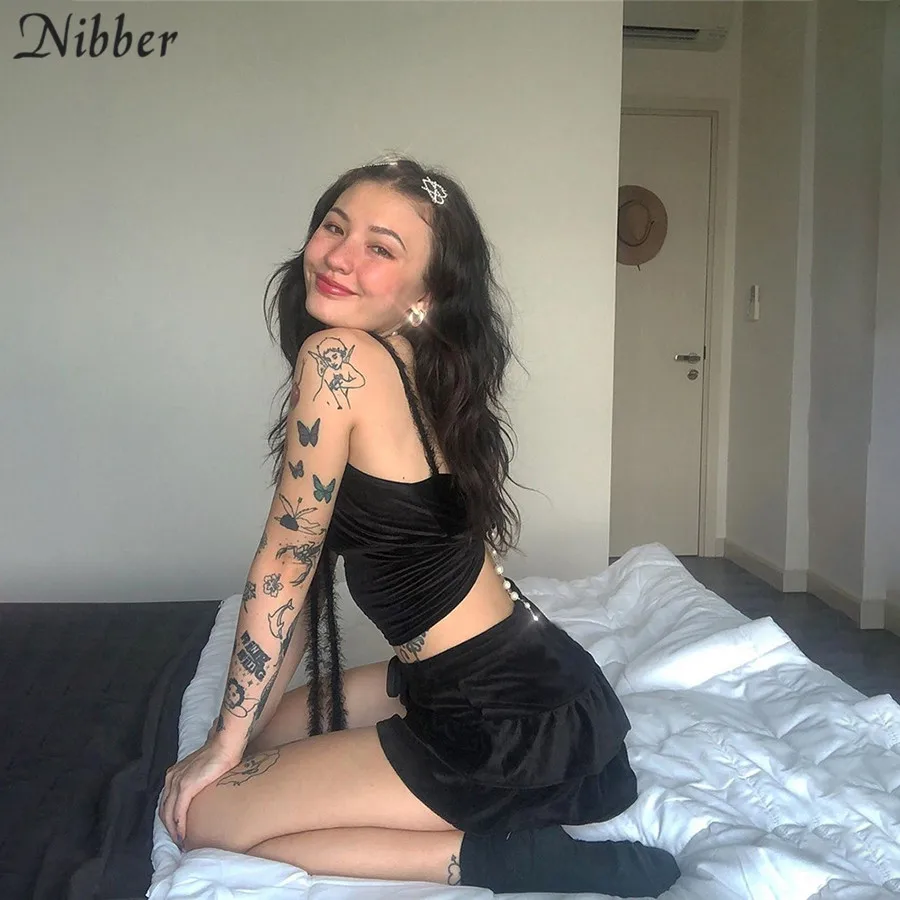 Nibber/пикантные черные фланелевые кроп-топы, camisole, женские,, Осенние, модные, вечерние, Клубные, ночные, эластичные, тонкие топы на бретелях, mujer