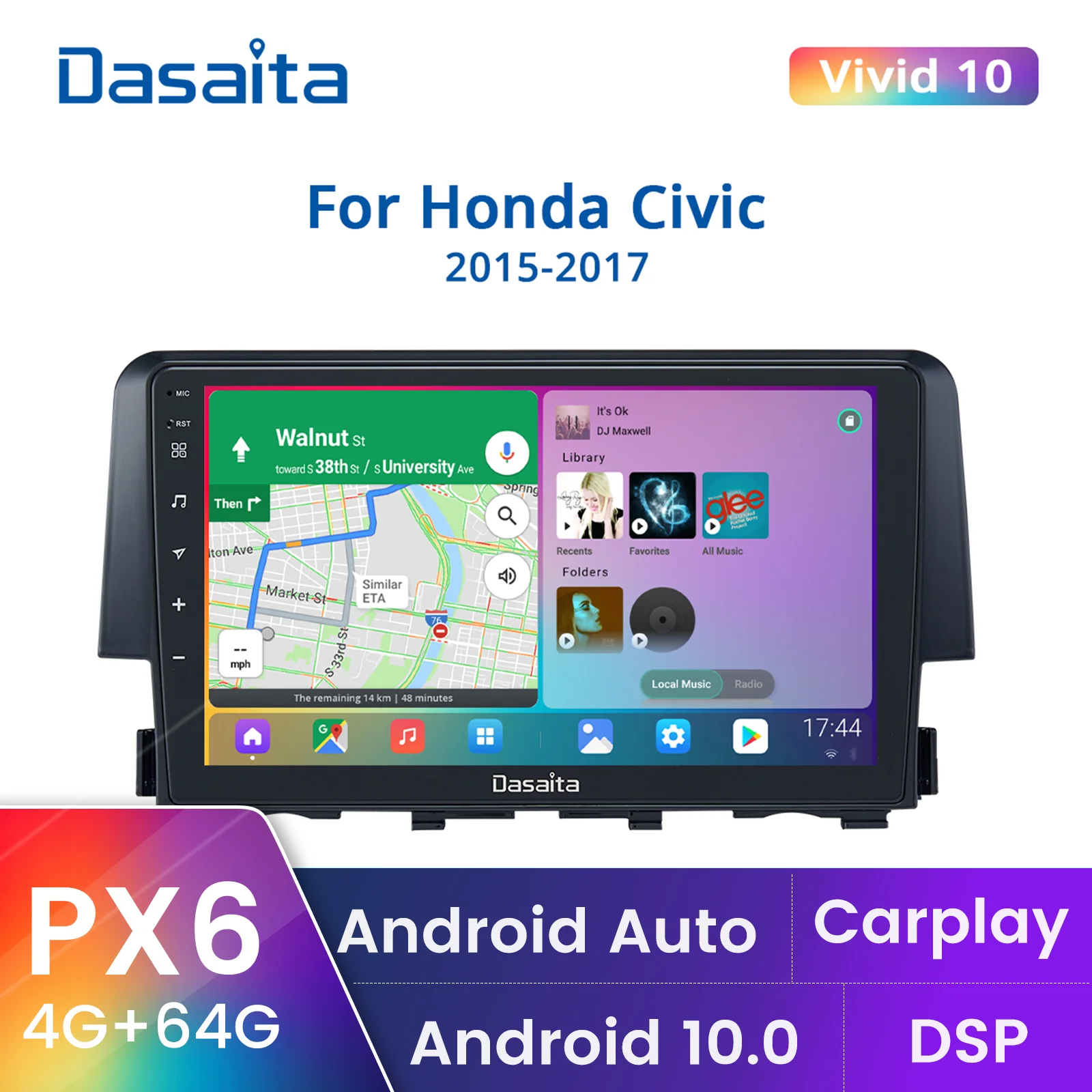 

Dasaita 9" Android auto audio for cars Honda Civic 2015 2016 with Octa Core 4GB 64GB Auto Multimedia Stereo video 4G GPS