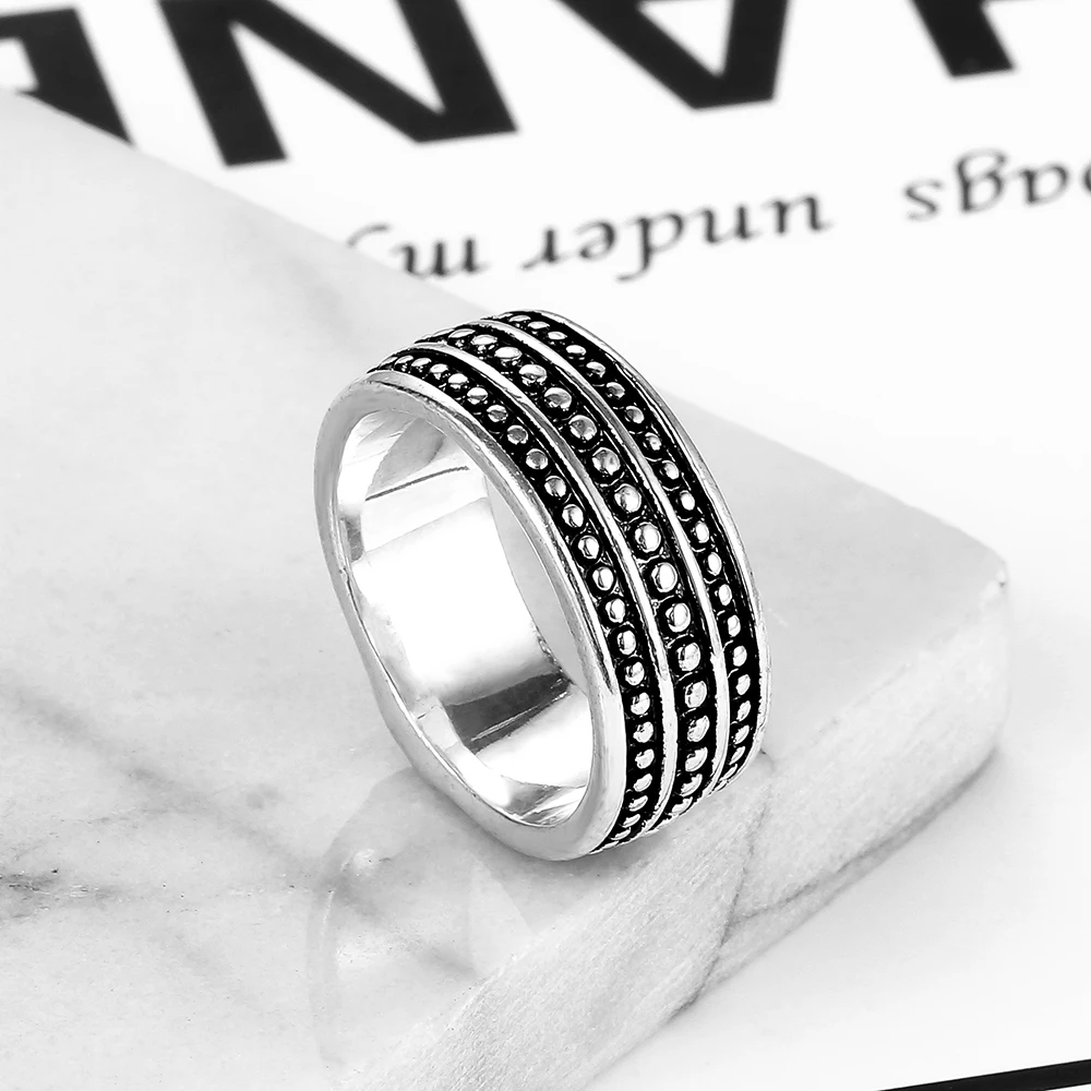Модные Винтажные Будды кольца для женщин цвет: старое серебро точка мужские