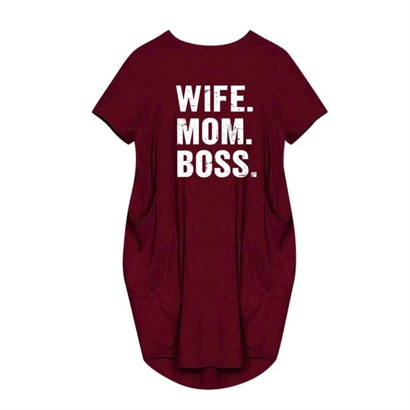 Мода 2021 летом с коротким рукавом платье мама BOSS буквенным принтом на каждый день