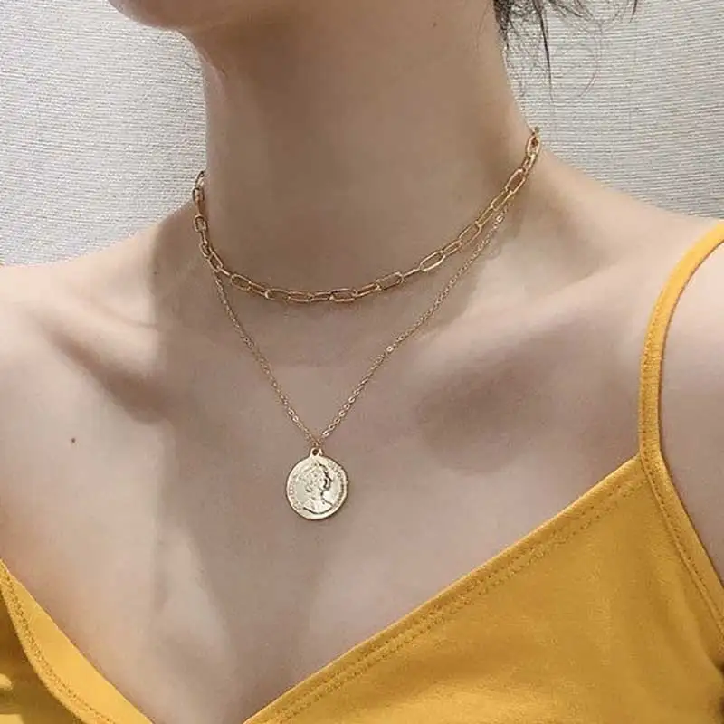 IFMIA многослойное ниспадающее ожерелье на шею Женская Очаровательная цепочка с