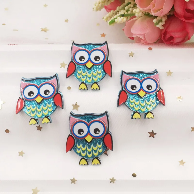 Милый цветной акриловый лист Совы с плоской задней стороной миниатюрный узор