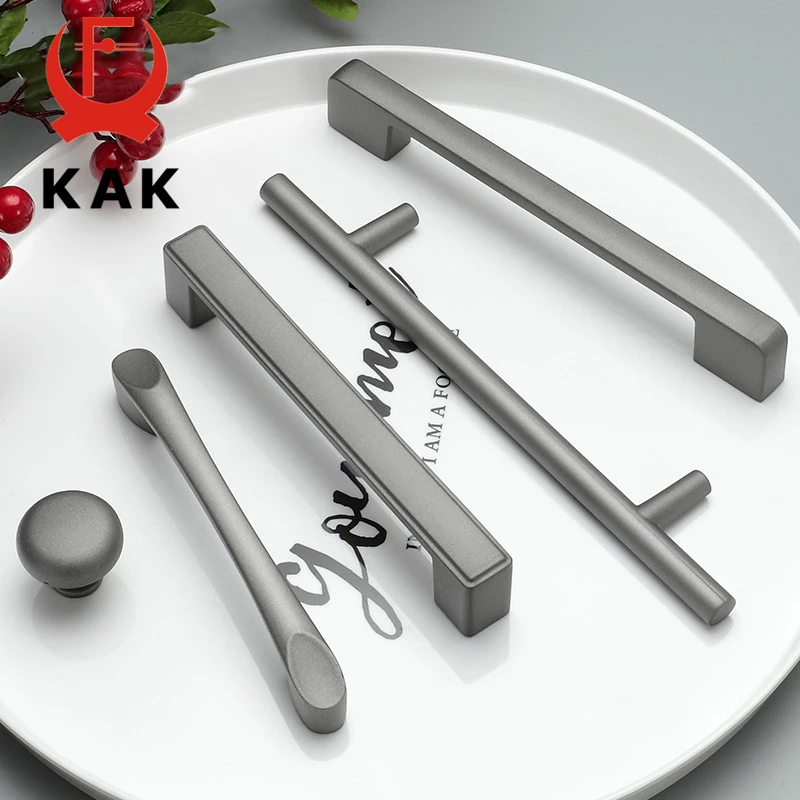 

KAK Starry Gray Cabinet Knobs and Handles Aluminum Alloy Kitchen Cupboard Door Pulls Drawer Knobs Furniture Handle Hardware