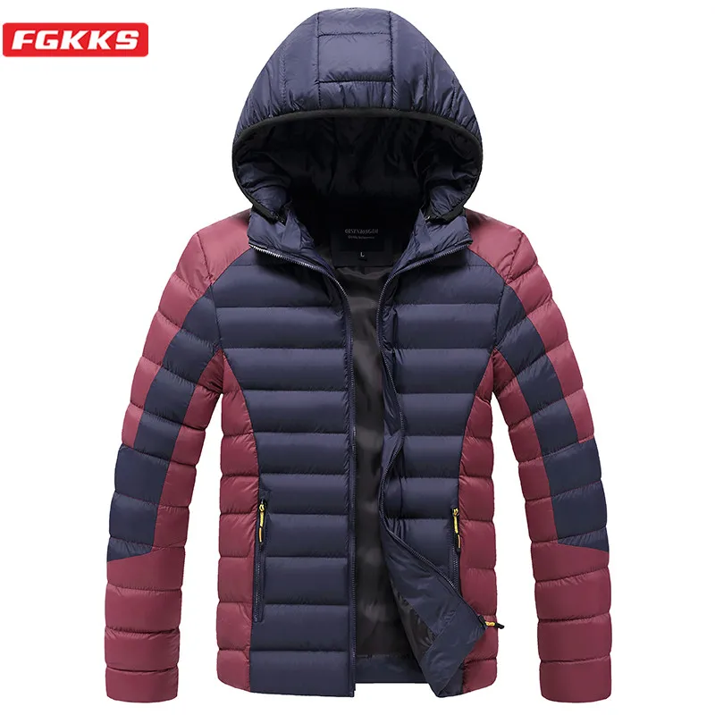 

Мужская парка в полоску FGKKS, теплая Повседневная парка с капюшоном, пальто для зимы