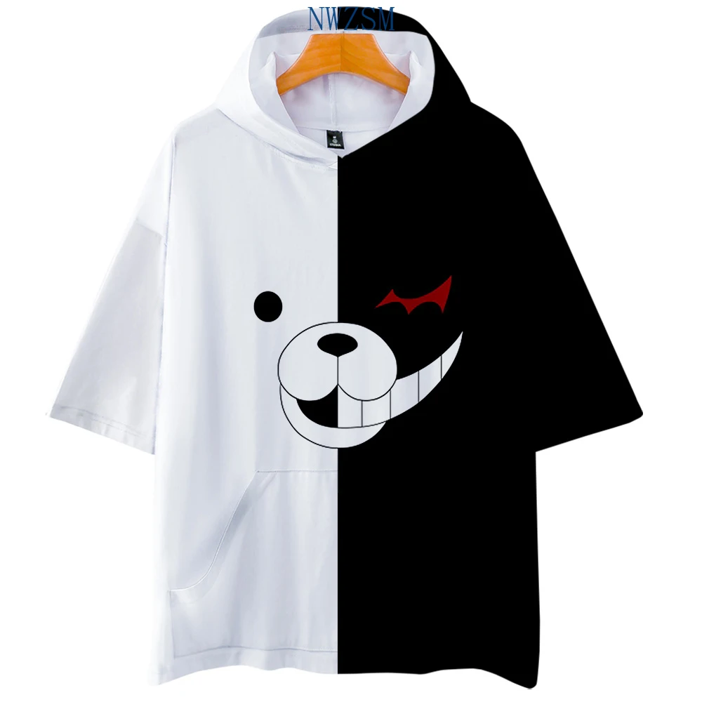 

Hot Game Danganronpa Monokuma Cosplay Costumes Hoody Tshirt Men Women T-shirt Hooded T Shirt Trigger Happy Havoc Pocket Clothes