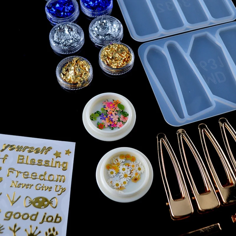 

Handmade Acrylic Resin Hair Barrettes Resin Mold Geometric Shape Alligator Hair Clips UV Epoxy Resin Mold Jewelry Tools