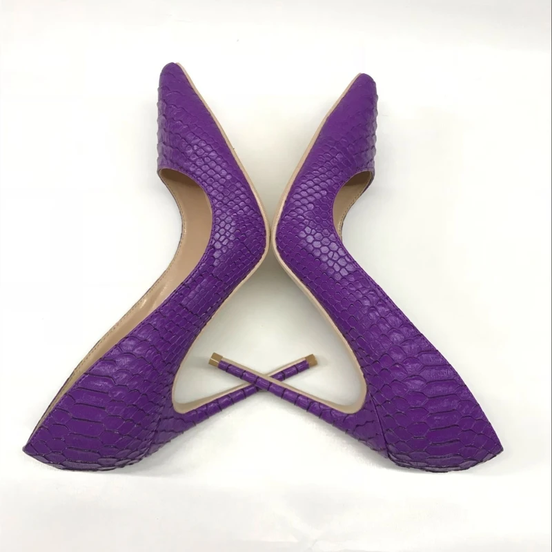 Брендовая новинка от Keshangjia фиолетовые туфли на высоком каблуке 12 см с узором в