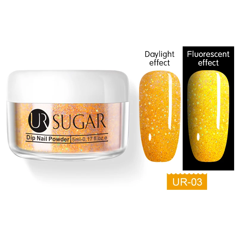 glitter3 Ur Sugar погружение флуоресцентная пудра Пыль неоновый дизайн для ногтей украшения без лампы вылеченные маникюрные ногти блеск Dip Kit 5 мл - Цвет: glitter3