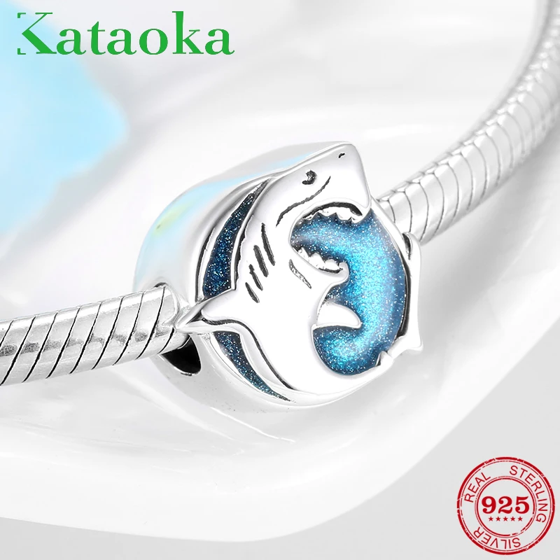 Женский браслет из серебра 925 пробы с бусинами синий океан|Ювелирные шармы| |