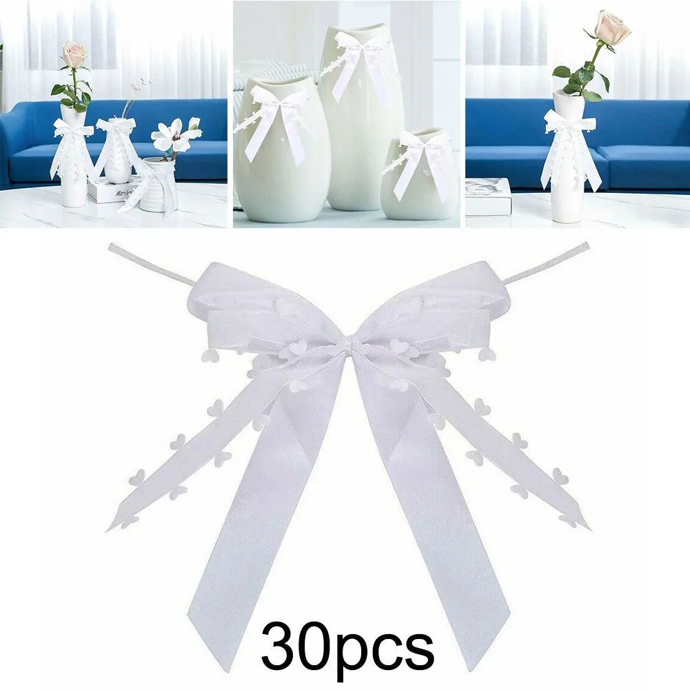 

30pcs Antenna Loops White With Hearts Car Loops Jewelry Wedding Party Christmas Decoration Ribbon For Home Decor