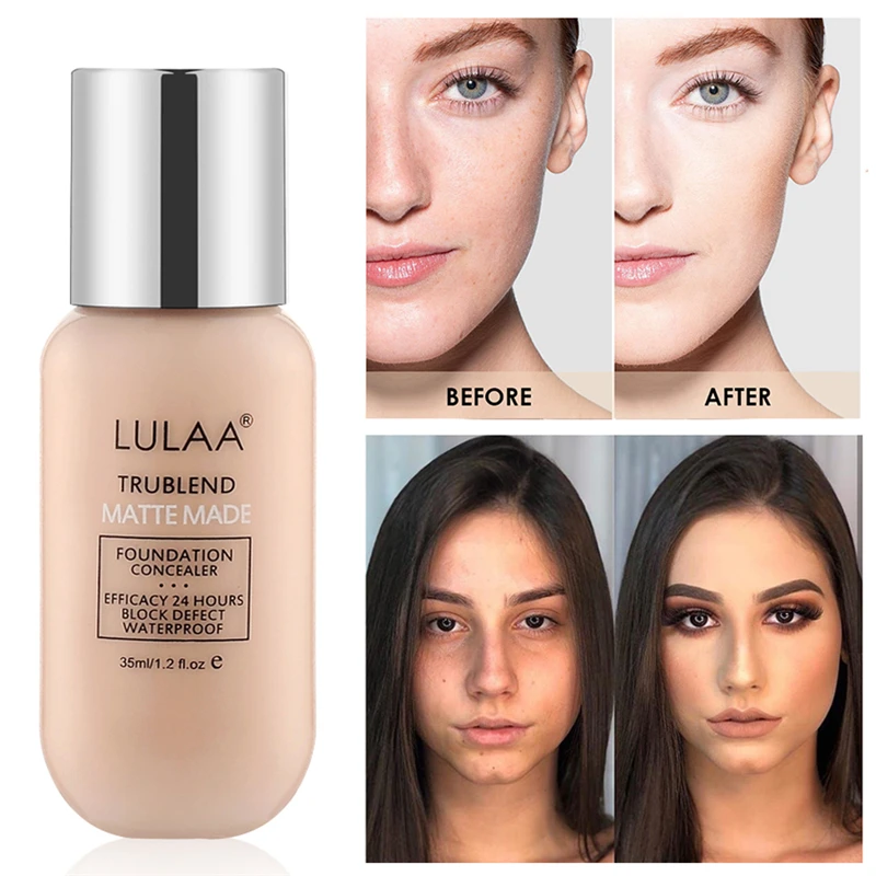 

35ml Face Makeup Foundation Soft Matte Oil Control Long Lasting Concealer Liquid Foundation Cream Full Coverage BB Cream Korea