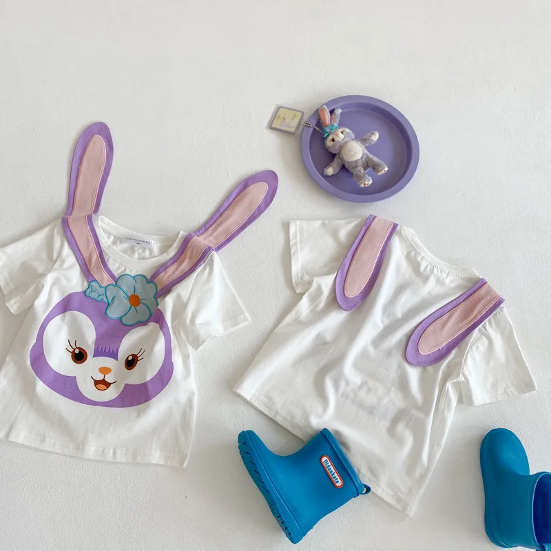 

Весенне-летняя одежда для девочек, футболка с героями мультфильмов для родителей и детей