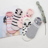 girl womens boat socks cotton animal pattern comfortable ankle low female invisible color hosiery sock