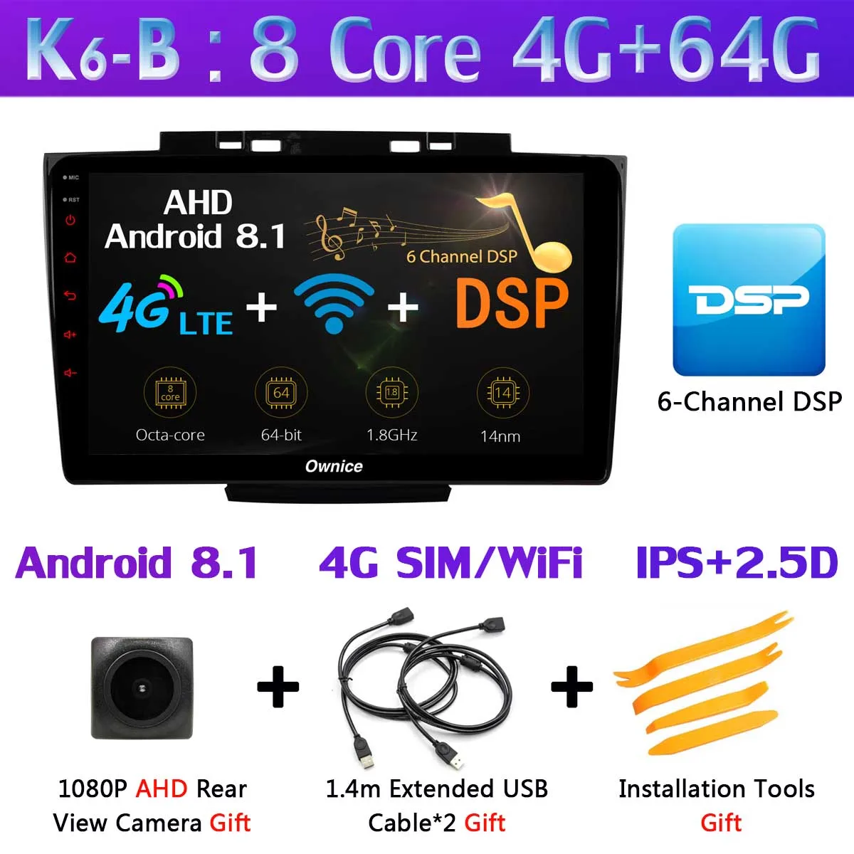 K6-B Ownice K1 K3 K5 K6 автомобильный dvd-плеер gps радио для Haval Hover Greatwall Great Wall H5 H3 2013- CarPlay DSP Adas 360 ° панорамный - Цвет: K6-B