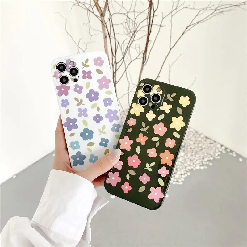 

For Apple 78Plus xs straight edge wave dot IMD retro small flower all-inclusive lens mobile phone shell pattern 11 12ProMax soft