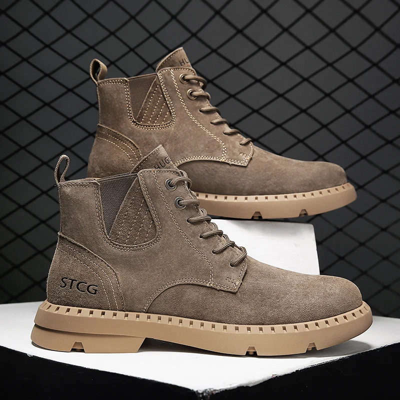 

Мужские ботинки с высоким берцем, повседневная обувь для отдыха, английский стиль, ретро, Мокасины, большие размеры