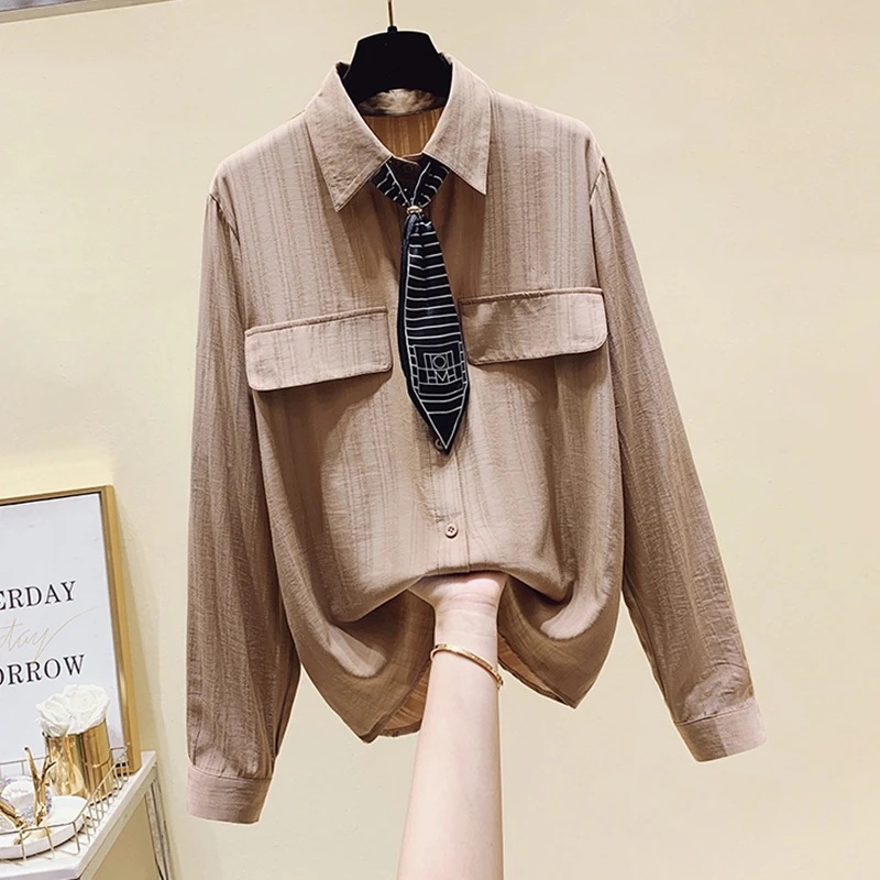 

Autumn 2020 New Temperament Lace-up Ladies Shirt Design Niche All-match Long-sleeved Chiffon Blouse GX1421