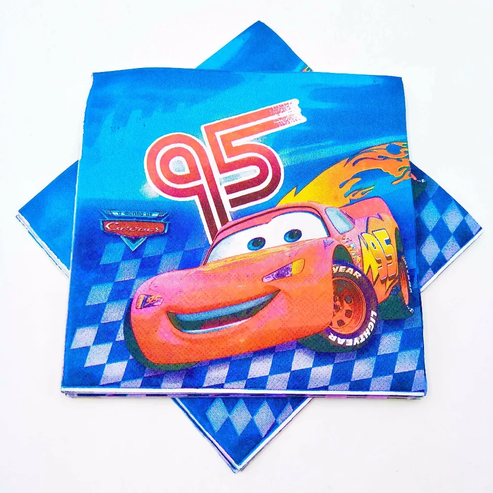 20 шт./пакет мультфильм Lightning Mcqueen вечерние поставки Бумага гигиенические салфетки на день рождения и для маленьких мальчиков вечерние Для Детский праздничный костюм сувениры салфетки