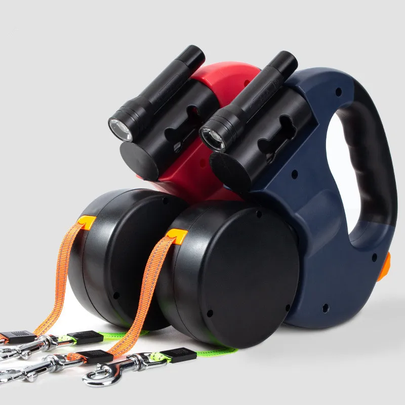 

Automatic Dog Leash Two Dog Harness No Pull Telescopic Dogs Leashes Pet Two-head Harness Dogs Harnesses Leash with Night Light