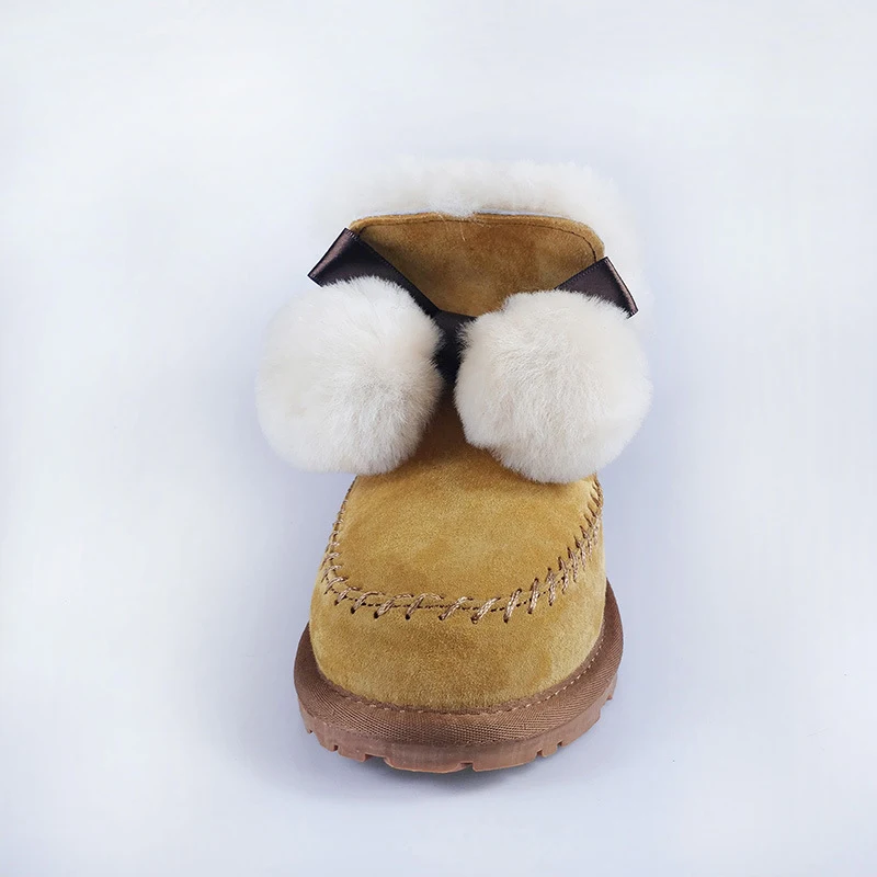 Женские Теплые ботильоны из натуральной кожи на плоской подошве с плюшевой