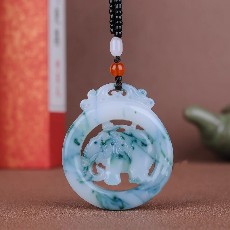 

Natural Chinese Red Hand Carved Elephant Jade Pendant Fashion Boutique Jewelry Men and Women Necklace Gift