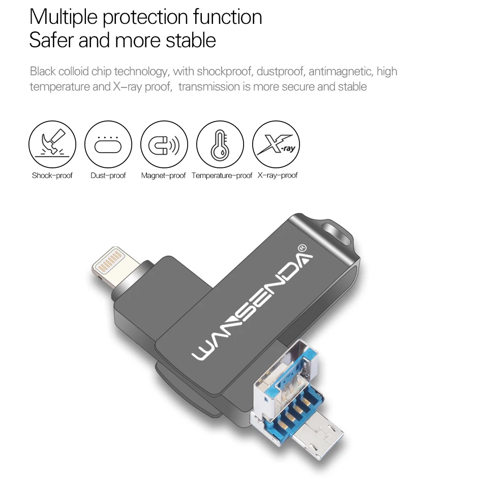 WANSENDA Usb 3 0 USB флеш накопитель 128 Гб OTG флэш 32 64 Pendrive в 1 Micro флешка для iPhone/Android/ПК|USB