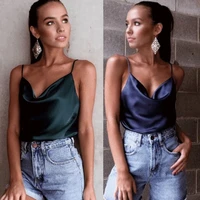 fashion women satin silk v neck lace vest tops strappy summer beach cami tank top casual 2020 style new hot sale